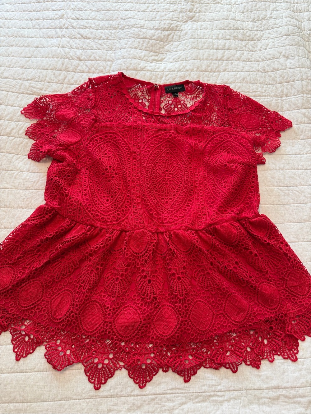 Lane Bryant Red Lace Peplum Blouse